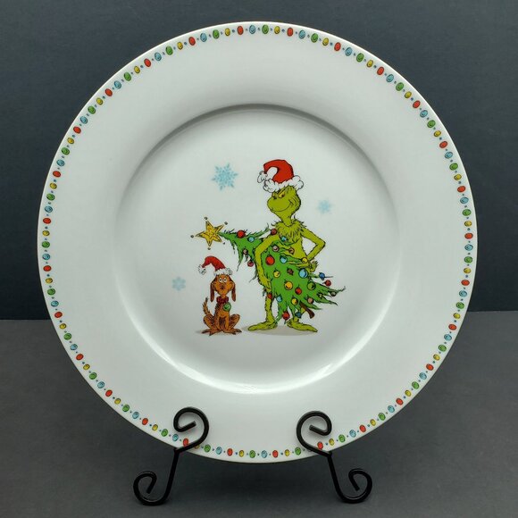 The Grinch Dr. Seuss Dinner Plate Holiday Cookie Plate Christmas Serving Plate - Picture 1 of 5